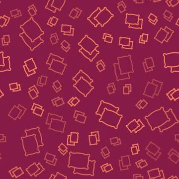 Brown line Rectangular pillow icon isolated seamless pattern on red background Illustrazione stock