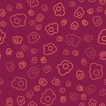 Brown line Scrambled egg icon isolated seamless pattern on red background. Home 스톡 일러스트