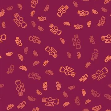 Brown line Sniper optical sight icon isolated seamless pattern on red background Stock Illustration