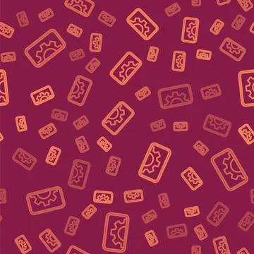 Brown line Software, web development, programming concept icon isolated seamless Stock Illustration