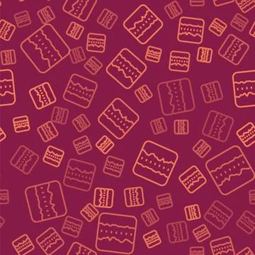 Brown line Soil ground layers icon isolated seamless pattern on red backgro.. Illustrazione stock