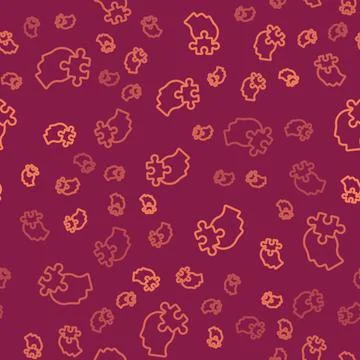 Brown line Solution to the problem in psychology icon isolated seamless pattern Illustrazione stock