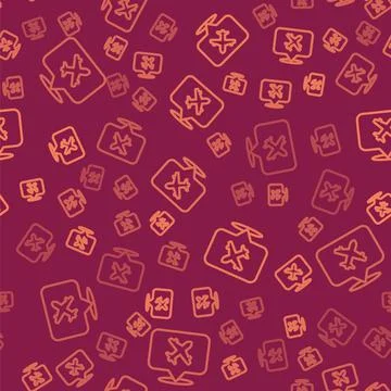 Brown line Speech bubble with airplane travel icon isolated seamless pattern on Stock Illustration