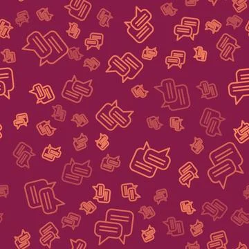 Brown line Speech bubble chat icon isolated seamless pattern on red backgro.. Stock Illustration