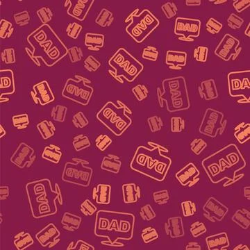 Brown line Speech bubble dad icon isolated seamless pattern on red background Stock Illustration