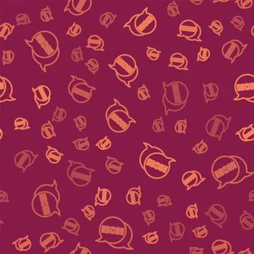 Brown line Speech bubble mom icon isolated seamless pattern on red background Stock Illustration