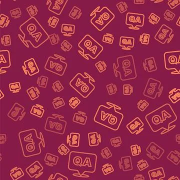 Brown line Speech bubbles with Question and Answer icon isolated seamless Illustrazione stock