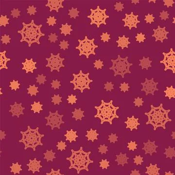 Brown line Spider web icon isolated seamless pattern on red background. Cobweb Stock Illustration