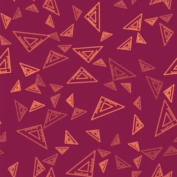 Brown line Triangular ruler icon isolated seamless pattern on red background Stockillustratie