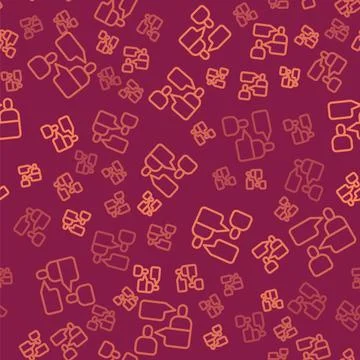 Brown line Two sitting men talking icon isolated seamless pattern on red Illustrazione stock