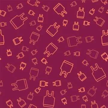 Brown line Undershirt icon isolated seamless pattern on red background.  Vect イラスト素材