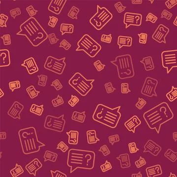 Brown line Unknown search icon isolated seamless pattern on red background Stock Illustration