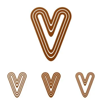 Brown line v logo design set 스톡 일러스트