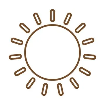 Brown line vector sun icon isolated on white background Stock Illustration