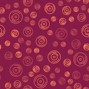 Brown line Vinyl disk icon isolated seamless pattern on red background. Vector Illustrazione stock
