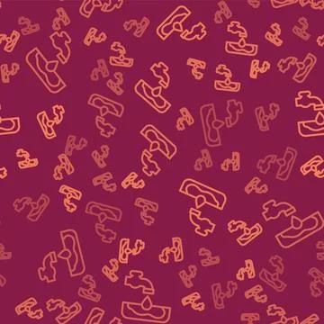 Brown line Water problem icon isolated seamless pattern on red background. Po Stock Illustration