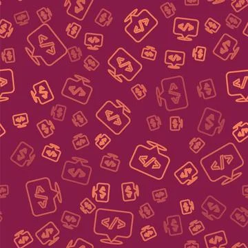 Brown line Web design and front end development icon isolated seamless pattern Stock Illustration