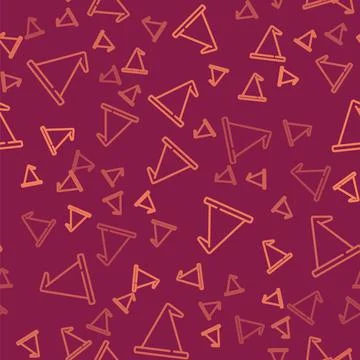 Brown line Witch hat icon isolated seamless pattern on red background. Happy Stock Illustration