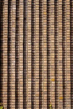 Brown lined brick wall texture background 스톡 사진
