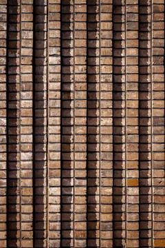 Brown lined brick wall texture background 写真素材