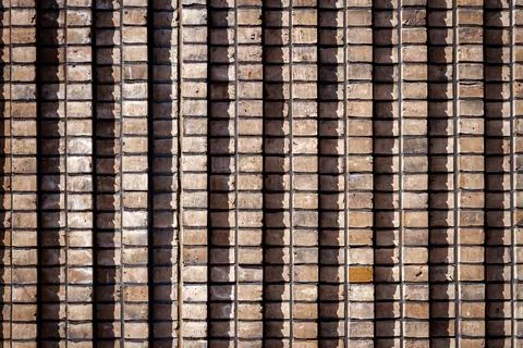 Brown lined brick wall texture background 库存照片