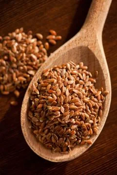 Brown linseeds portion Foto stock