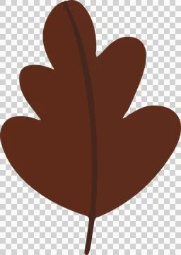 Brown lobed leaf is floating on transparent background, showing simple flat Stock Illustration