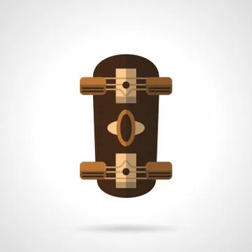 Brown longboard flat color vector icon. Stock Illustration