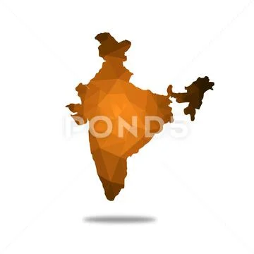 BROWN low poly India map in geometric polygonal,mosaic style.Abstract ...