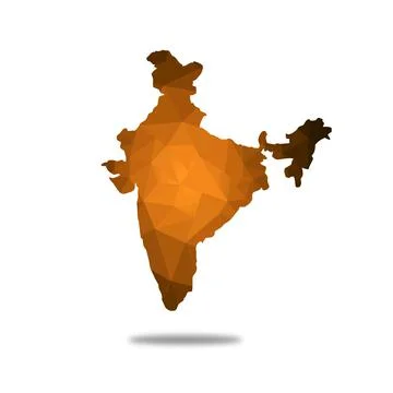 BROWN low poly India map in geometric polygonal,mosaic style.Abstract tessell Stock Illustration