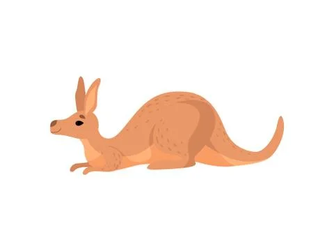 Brown Lying Kangaroo, Cute Wallaby Australian Animal Character Vector Stock Illustration