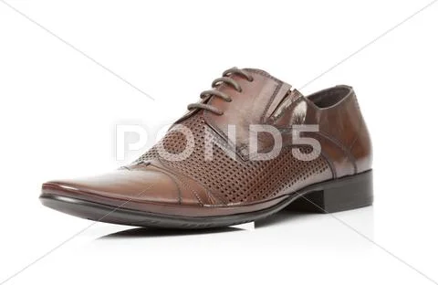 Brown male shoe Stock Photos
