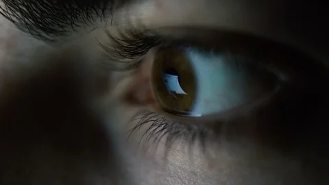 Brown Man Eye, Looking At The Computer At Night,  Social Media Addiction Stock Footage 85954687