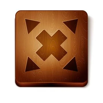 Brown Many ways directional arrow icon isolated on white background. Wooden Ilustración de archivo