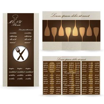 Brown menu cards for restaurant Stock Illustration