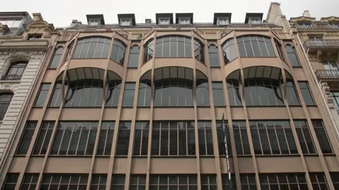 Brown Metallic Iron Facade Of An Activity Building In Rue Reaumur In Stock Footage 156893239