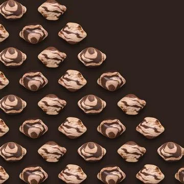 Brown Mineral Gemstones composition 3D illustration Render. Stock Illustration