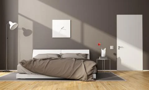 Brown modern bedroom Stock Illustration