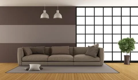 Brown modern lounge Stock Illustration
