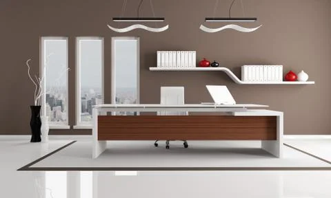 Brown modern office Stock Illustration