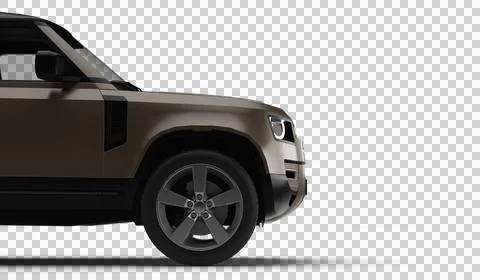 Brown Modern SUV Front Right Side Half Section 3D Render Stock Illustration