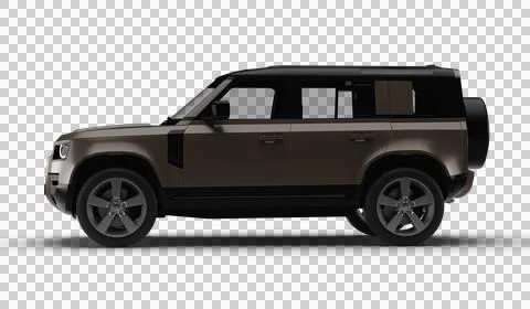 Brown Modern SUV Full Left Side View 3D Render on Transparent Background Stock Illustration
