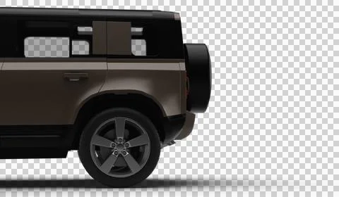Brown Modern SUV Left Side Half Rear Section 3D Render on Transparent Backg.. Stock Illustration