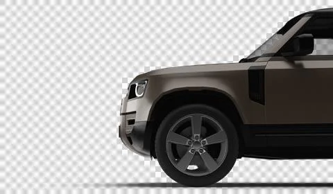 Brown Modern SUV Left Side Half Section Front View 3D Render Stock Illustration