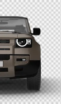 Brown Modern SUV Partial Front Left Section 3D Render on Transparent Backgrou Stock Illustration