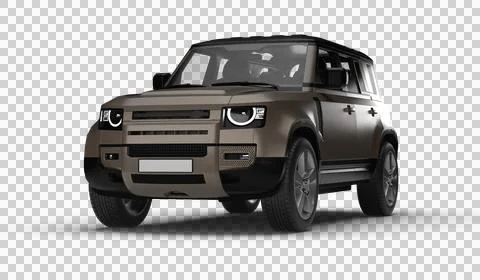 Brown Modern SUV Slight Left Front View 3D Render on Transparent Background Stock Illustration