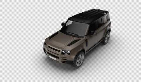 Brown Modern SUV Slight Left Front Top View 3D Render on Transparent Backgr.. Stock Illustration