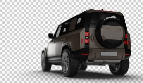 Brown Modern SUV Slight Left Rear View 3D Render on Transparent Background Stock Illustration
