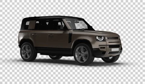 Brown Modern SUV Slight Right Front View 3D Render on Transparent Background Stock Illustration