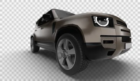 Brown Modern SUV Slight Right Front View 3D Render on Transparent Background Stock Illustration